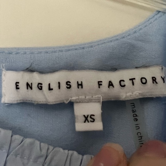 English Factory Mixed Media Ruffle Detail Dress Powder Blue - Picture 8 of 8